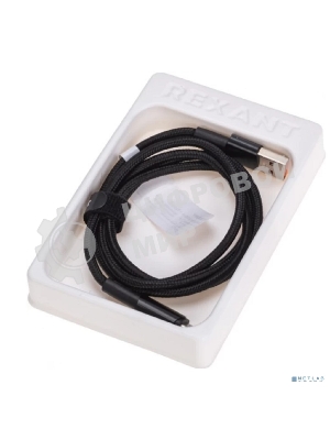 Кабель Rexant USB-A - Type-C, 6А, 120Вт, 1м, в черной нейлоновой оплетке