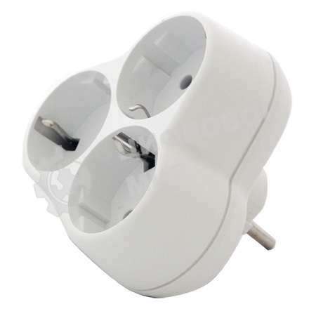 Тройник с заземл. круглый 16А 250В (еврослот) бел. UNIVersal АК303