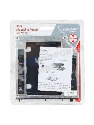 Низкопрофильный адаптер Gembird MF-95-01 для 2.5-дюймового накопителя в отсек 5.25 дюйма, 9,5 мм