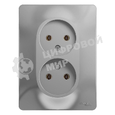 Розетка 2-м СП Glossa 16А IP20 без заземл. в сборе алюм. SchE GSL000320