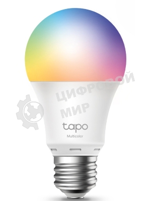 Умная многоцветная Wi‑Fi лампа Tapo Smart WiFi Bulb, A60 size，E27 base, 9.5W, 16 million colors, 2000k-6500k tunable white, 800 lumens brightness and diммable, 802.11b/g/n 2.4G WiFi connection, work with 200-240 V, 50/60 Hz power voltage and frequency, work with Yandex Alice/Goo