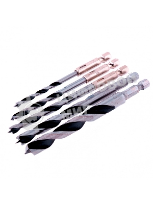 Набор сверл Matrix по дереву, 4-5-6-8-10 мм 5шт шестигран, хвостовик, пластиковый