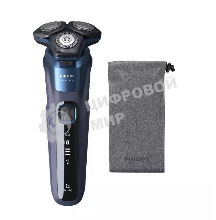 Электробритва роторная Philips S5885/10 реж.эл.:3 питан.:аккум. темно-синий