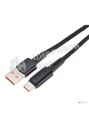 Кабель Rexant 18-7064 USB-A – Type-C, 6А, 66Вт, 1м, в черной нейлоновой оплетке, со световой индикацией