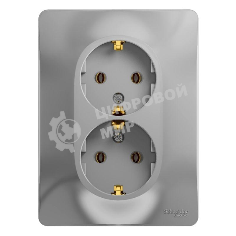 Розетка 2-м СП Glossa в сборе с заземл. в сборе алюм. SchE GSL000324