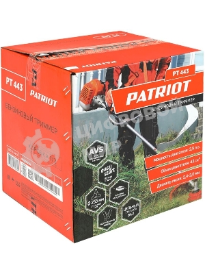 Триммер бензиновый Patriot PT 443 The One (1+1) 1840Вт 2.5л.с. неразбор.штан. реж.эл.:леска/нож