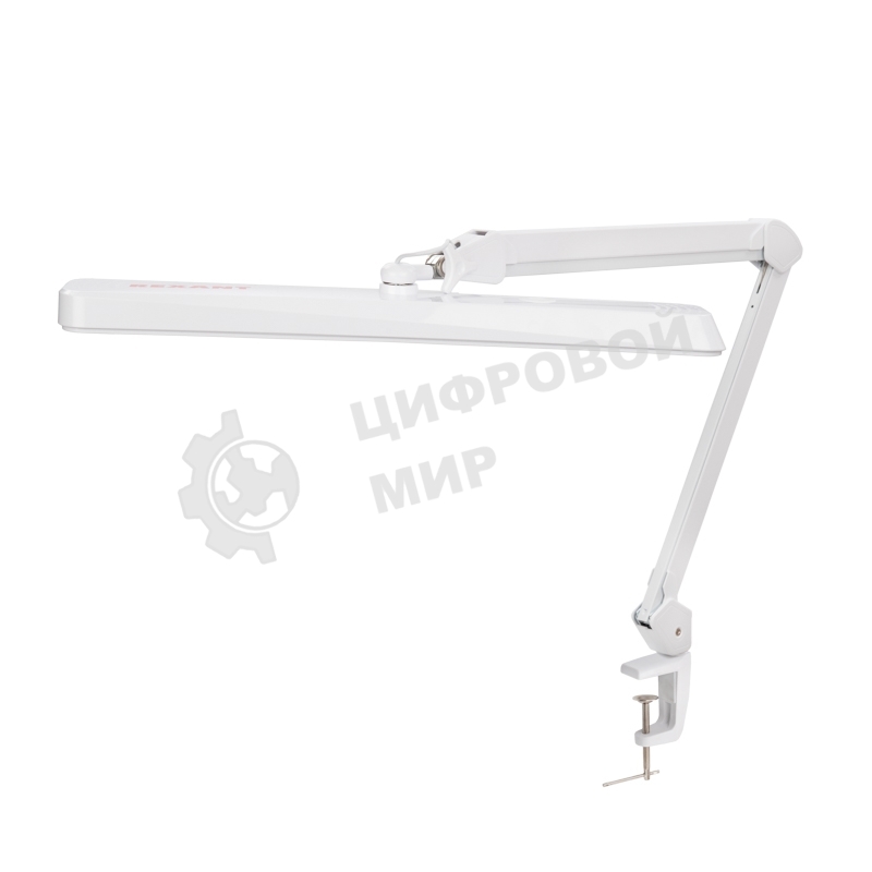 Лампа настольная бестеневая на струбцине Rexant ECO light, 324 SMD LED с диммером, теплый/холодный цвет свечения, белая