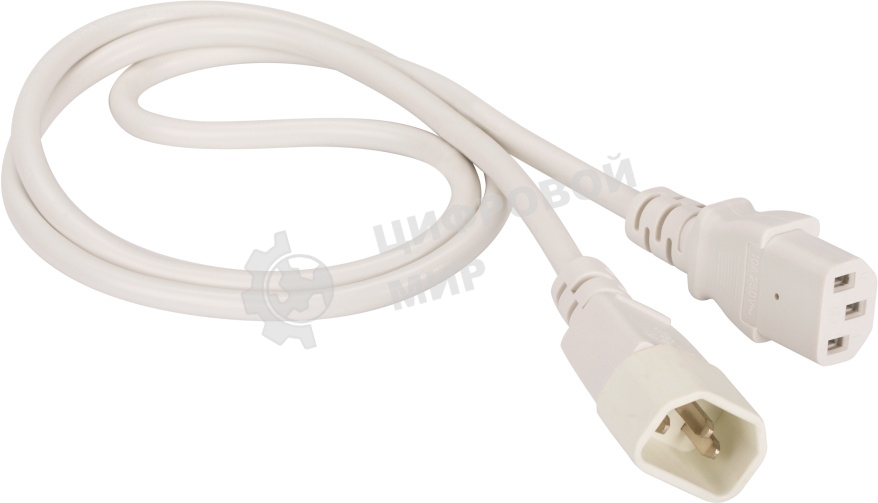 Шнур питания C13-C14, 3х0.75, 220В, 10А, белый, 0.5 метра