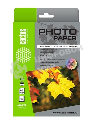 Фотобумага Cactus CS-MA6230100 A6/230г/м2/100л./белый матовое для струйной печати