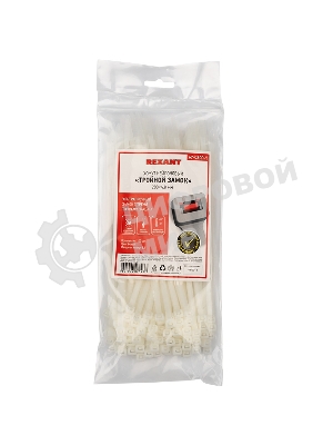 Хомут-стяжкa нейлоновая с тройным замком Rexant 200x4,8 мм, белая, упаковка 100 шт.