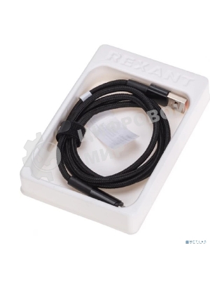 Кабель Rexant 18-7064 USB-A – Type-C, 6А, 66Вт, 1м, в черной нейлоновой оплетке, со световой индикацией