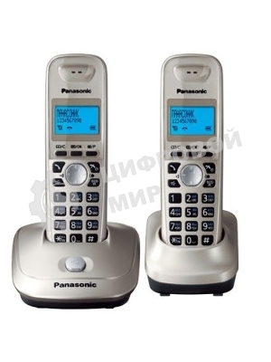 Телефон беспроводной (DECT) Panasonic KX-TG2512RUN (платиновый) Доп трубка в комплекте,АОН, Caller ID,спикерфон на трубке,полифония
