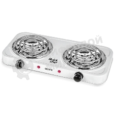 Плита настольная электрическая Centek CT-1509 белый, 2 кВт, ТЭН, конфорки - 2, эмаль, поворотные переключатели