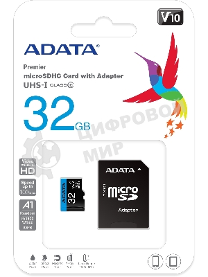 Флеш карта microSD 32Gb ADATA microSDHC Class 10 UHS-I A1 100/20 MB/s (SD адаптер)