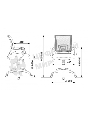 Кресло Бюрократ CH-695N/DG/TW-11 серый/черный, сетка, 120 кг, механизм качания