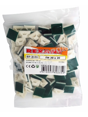 Площадка самоклеящаяся Rexant 20х20 мм, белая, упаковка 100 шт.