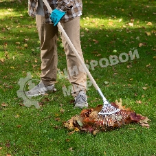 Грабли веерные стальные Сибртех 350 мм, 18 круглых зубьев, оцинкованные, без черенка