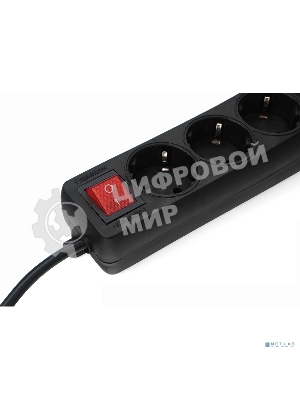 Удлинитель Гарнизон EL-NB-G3-B-3 3р 10А 3 м с выключателем и заземлением, черный