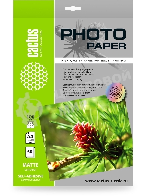 Фотобумага Cactus CS-MSA410050 A4/100г/м2/50л./белый матовое самоклей. для струйной печати