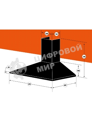 Вытяжка каминная Centek СТ-1820-60 черный, 60 см, 800 куб. м/ч, 55 дБ