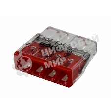 Клемма 4х(0.5-2.5мм) 4-х проводн. для распред. короб. (без п) WAGO 2273-204