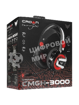 Гарнитура Crown CMGH-3000 чёрный/красный, проводная, подсветка
