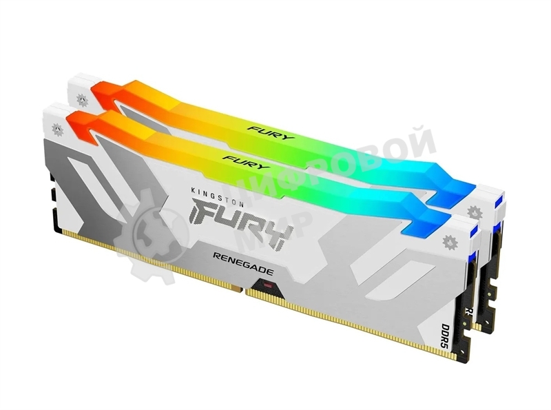 Оперативная память Kingston Fury Renegade, DDR5, 32Gb (2x16Gb), 7600MHz, CL38, DIMM, радиатор, RGB, белый