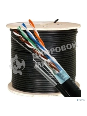 Кабель 5bites FS5525-305BPE-M FTP/SOLID/5E/24AWG/COPPER/PE/BLACK/OUTDOOR/MSGR/DRUM/305M