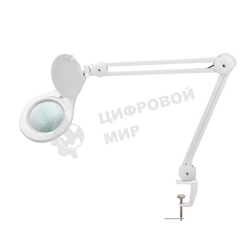 Лупа на струбцине Rexant, круглая, 5D, с подсветкой 56 SMD LED, белая