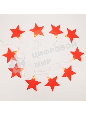 Гирлянда светодиодная Neon-night Звездопад красная 10 LED, 2,25 м, прозрачный ПВХ, теплый белый свет свечения, 2 х АА (батарейки не в комплекте)