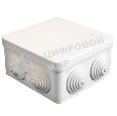 Коробка распределительная ОП 105х105х56 7 выходов 4 гермоввода IP54 крышка защелкивающаяся бел. Epplast 100011