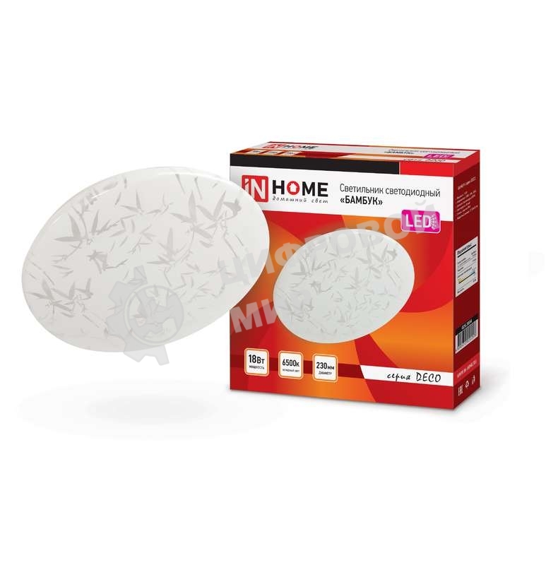 Светильник светодиодный DECO 18Вт 230В 6500К 1170лм 230мм БАМБУК IN HOME 4690612022253