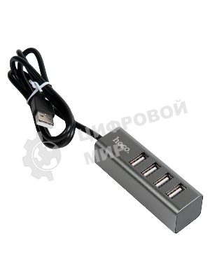 Переходник разветвитель Hoco HB1 USB - 4USB (USB 2.0 - 480 Мбит/с), 0.8 м, серый