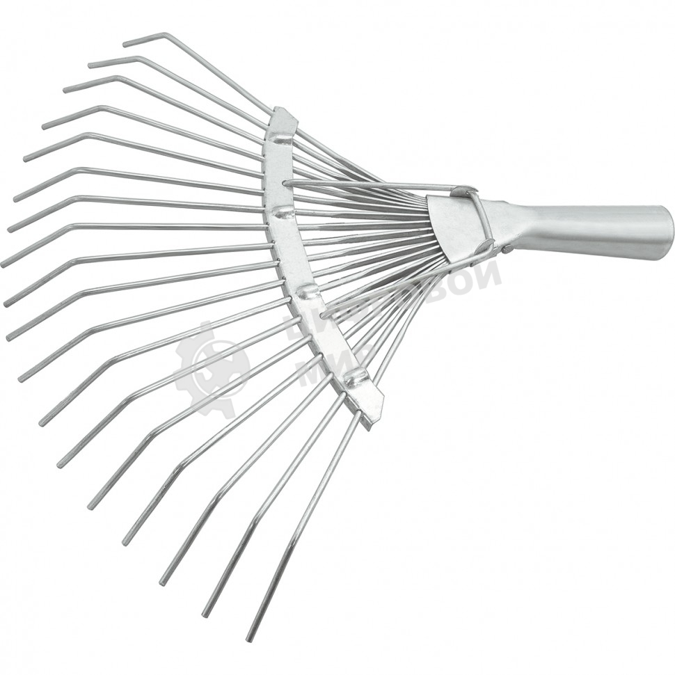 Грабли Сибртех веерные 18 зубьев, с черенком, оцинкованные, круглый зуб