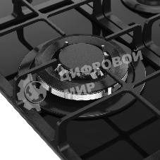 Варочная панель Monsher, газ, High-Tech, 45 см, автоматический электроподжиг, газ-контроль, форсунки под сжиженый газ, SABAF конфорки, чугунные решетки, черный