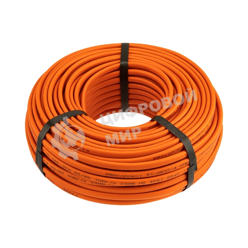 Кабель греющий PROconnect (нагревательный) саморегулирующийся пищевой SRP10-2CR, экранированный, 10Вт/м, 0,5мм2/100м, бухта 50м