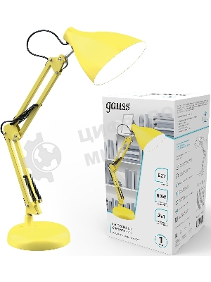 Светильник Gauss GT0035 настольный на струбцине/основание E27 желтый 60Вт