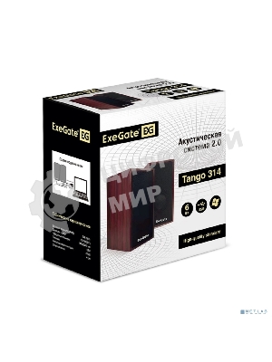 Акустическая система 2.0 ExeGate EX287059RUS Tango 314 (питание USB, 2х3Вт (12 Вт RMS), 80-20000Гц, темное дерево)
