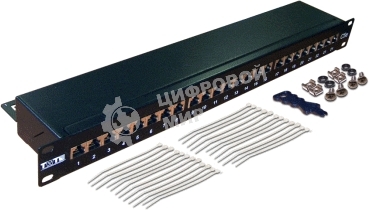 Патч-панель TWT 24 порта, STP, кат.5E, 1U