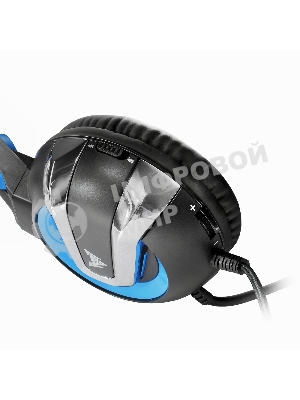 Гарнитура Crown CMGH-3001 чёрный/синий, проводная, подсветка