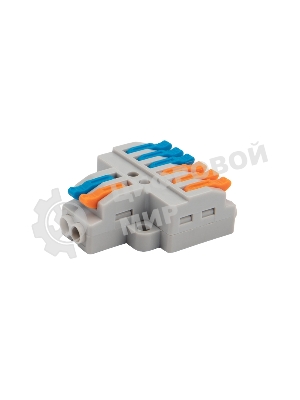 Клемма СМК Rexant 2х3 проходная разветвительная 2 полюса, с монтажной площадкой (1 ввод, 3 вывода на полюс), (5 шт./уп.)