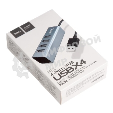 Переходник разветвитель Hoco HB1 USB - 4USB (USB 2.0 - 480 Мбит/с), 0.8 м, серый