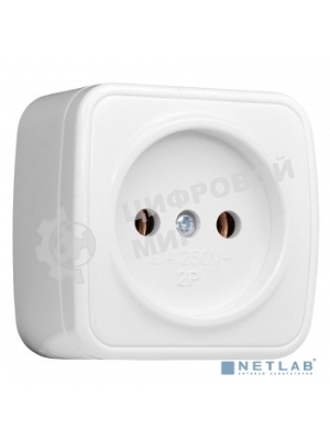 Розетка 1-местная ОП 16А с заземлением белая EKF Basic Минск