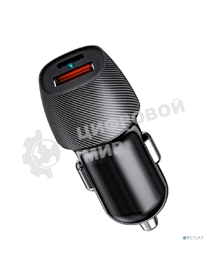 Автомобильное зарядное устройство с двумя портами Rexant (USB-A QC 3.0 + USB-C PD) со световой индикацией, 38Вт, черное