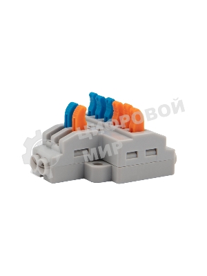 Клемма СМК Rexant 2х3 проходная разветвительная 2 полюса, с монтажной площадкой (1 ввод, 3 вывода на полюс), (5 шт./уп.)