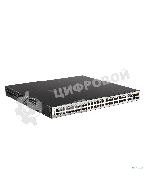 Коммутатор DGS-1210-52MP/F Smart L2 Switch 48х1000Base-T PoE, 4хCombo 1000Base-T/SFP, PoE Budget 370W, Compact CLI