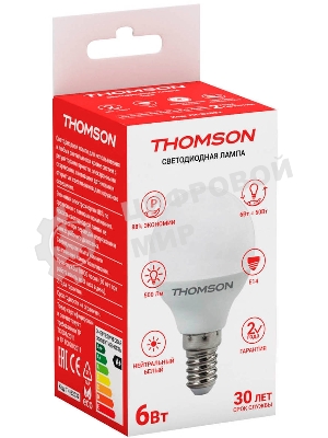Лампа светодиодная Hiper THOMSON LED GLOBE 6W 500Lm E14 4000K TH-B2032