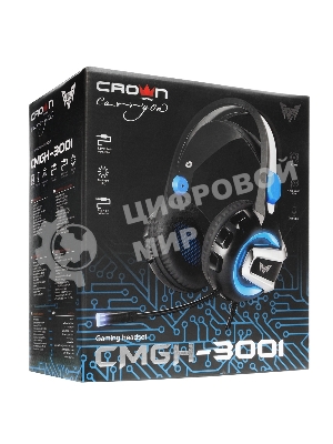 Гарнитура Crown CMGH-3001 чёрный/синий, проводная, подсветка