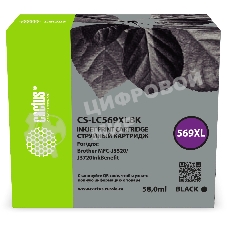 Картридж струйный Cactus CS-LC569XLBK (569XL) черный (58 мл) для Brother MFC-J3520/J3720InkBenefit