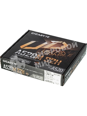 Материнская плата Gigabyte A520M S2H, AM4, AMD A520, 2xDDR4, 4xSATA, 1xM.2, 1xPCIe 3.0 x16, 2xPCIe x1, 1xHDMI, 1xDVI-D, 1xVGA, 1x 1Gb LAN, 4xUSB-A 3.2 Gen 1, 2xUSB-A 2.0, 3x3.5 мм, 7.1, mATX